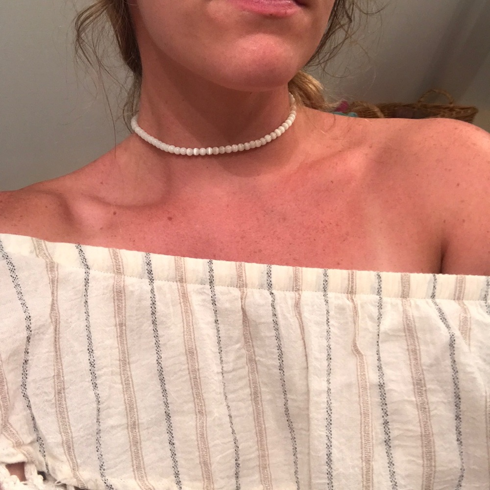 White beaded choker